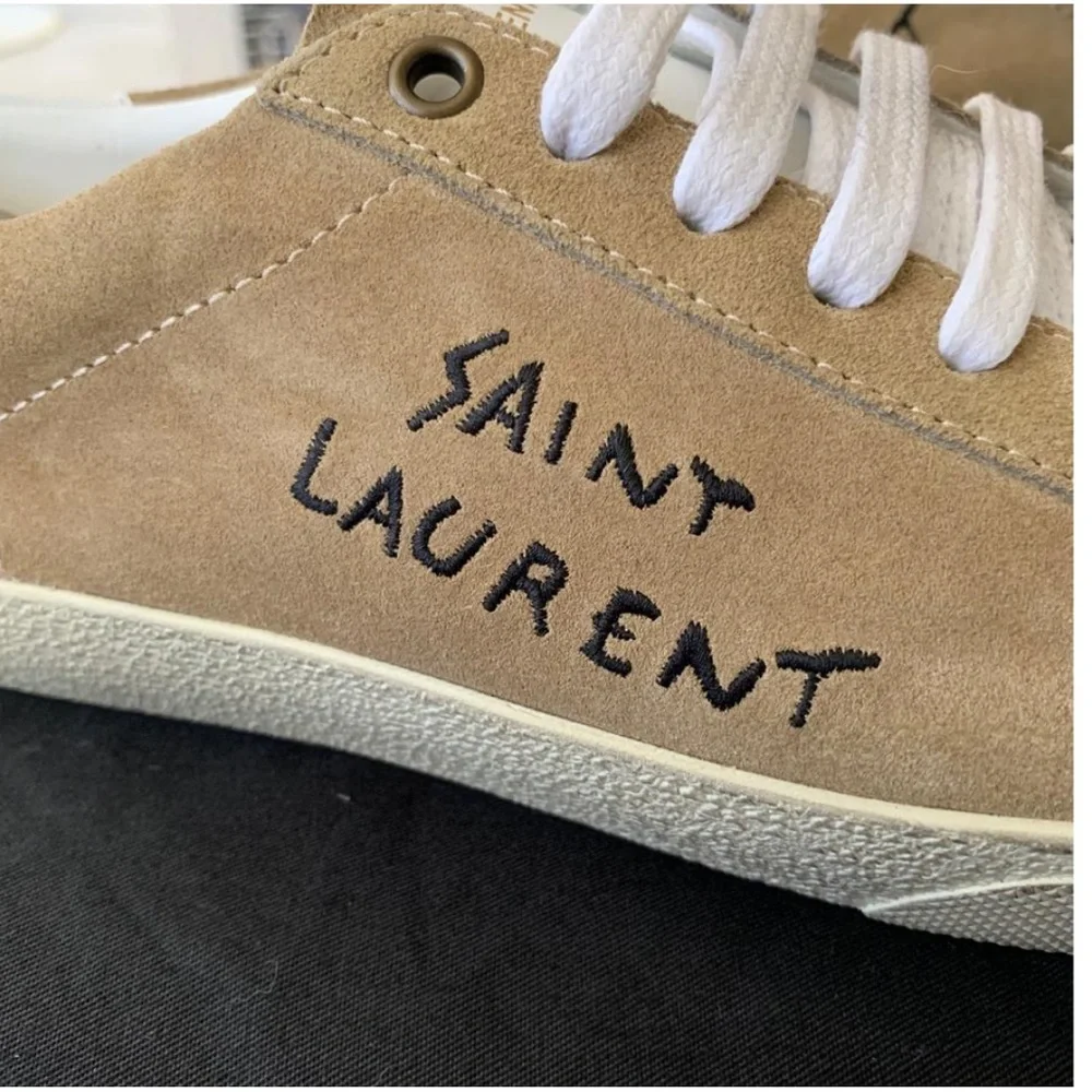 COPY - COPY - Saint Laurent men’s 11 distressed suede tan/white sneakers - Picture 2 of 4